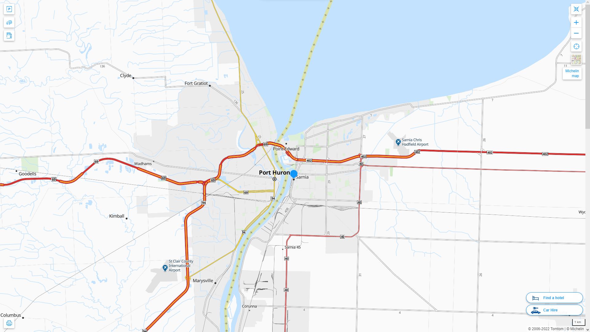 Sarnia Canada Autoroute et carte routiere